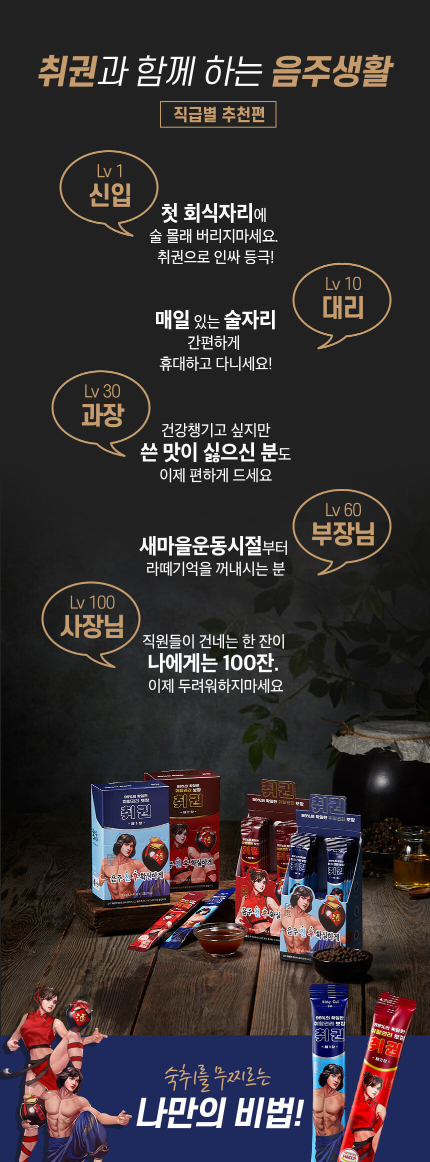 취권과 함께하는 음주생활 - 직급별 추천편